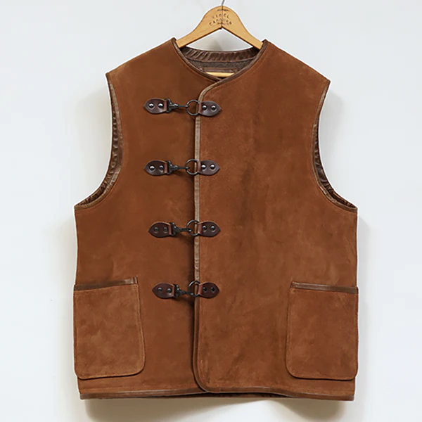 SALE / CAPTAIN VEST OIL VELOUR / BROWN - Image 2
