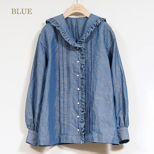 SALE / MARINE BLOUSE / COTTON LINEN - Image 6