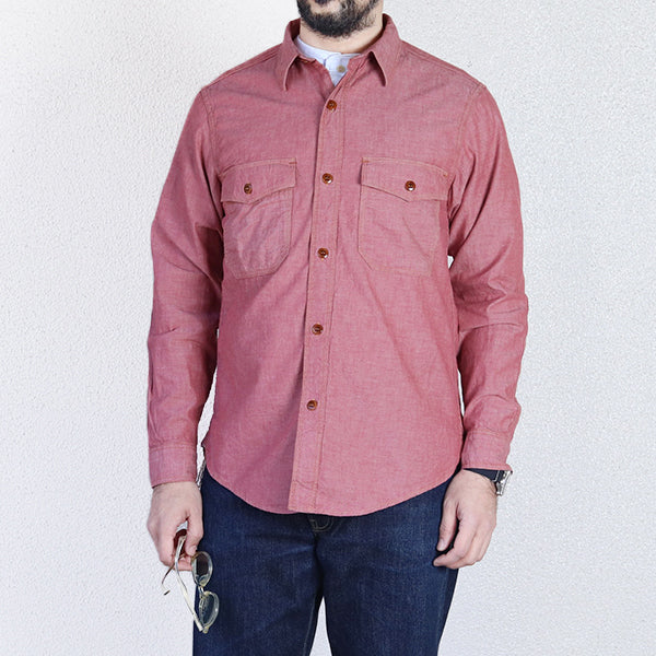 SKID ROW WORK SHIRT / 1930 - 1940s WOODSMAN SHIRT / RED CHAMBRAY