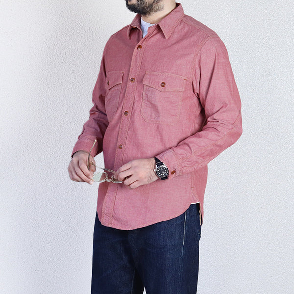 SKID ROW WORK SHIRT / 1930 - 1940s WOODSMAN SHIRT / RED CHAMBRAY - Image 2