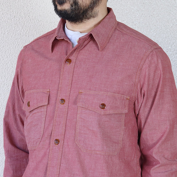 SKID ROW WORK SHIRT / 1930 - 1940s WOODSMAN SHIRT / RED CHAMBRAY - Image 7