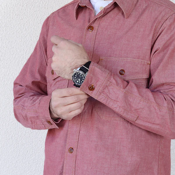 SKID ROW WORK SHIRT / 1930 - 1940s WOODSMAN SHIRT / RED CHAMBRAY - Image 8