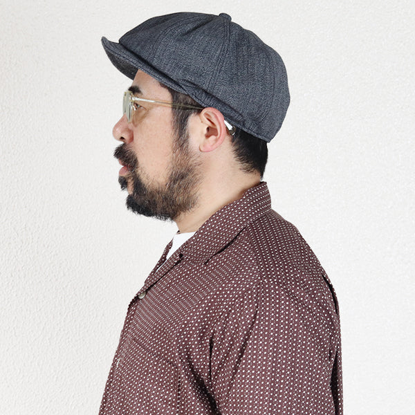 STEVEDORE 8 PANELS CAP / 1910 - 1920s STYLE CASQUETTE / BLACK PEPPER CHAMBRAY - Image 2