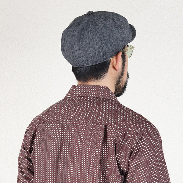 STEVEDORE 8 PANELS CAP / 1910 - 1920s STYLE CASQUETTE / BLACK PEPPER CHAMBRAY - Image 3