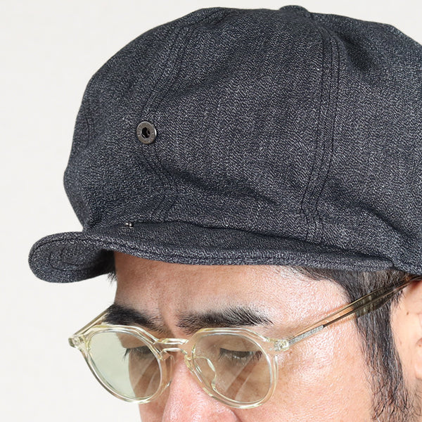 STEVEDORE 8 PANELS CAP / 1910 - 1920s STYLE CASQUETTE / BLACK PEPPER CHAMBRAY - Image 5