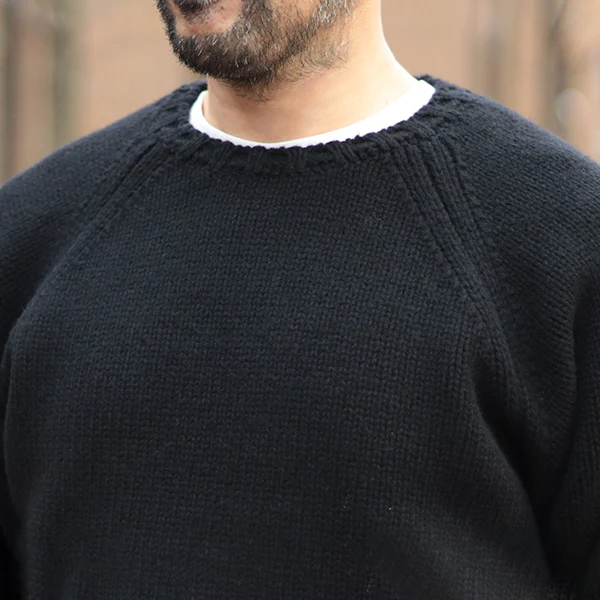 TRAILBLAZER SWEATER / RAGLAN SLEEVE SWEATER / BRITISH WOOL / BLACK - Image 5