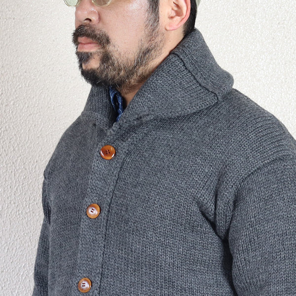 TURNED DOWN COLLAR SWEATER COAT / GRAY HEATHER - Image 6