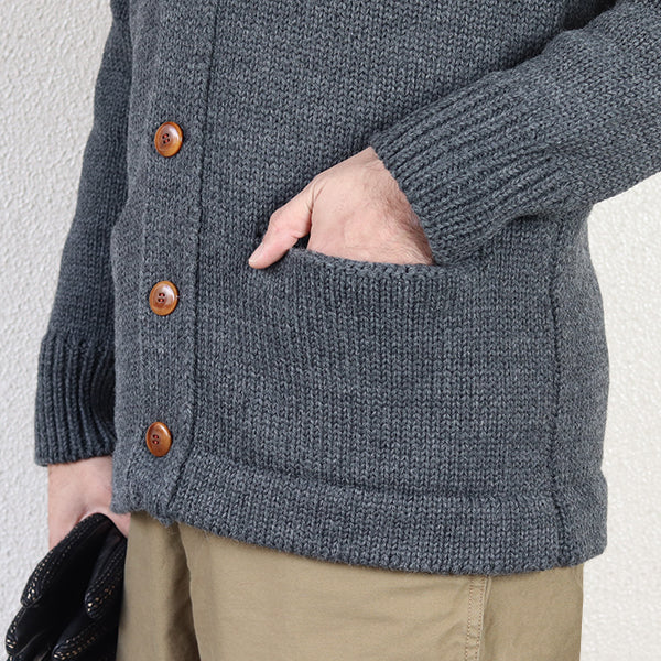 TURNED DOWN COLLAR SWEATER COAT / GRAY HEATHER - Image 8