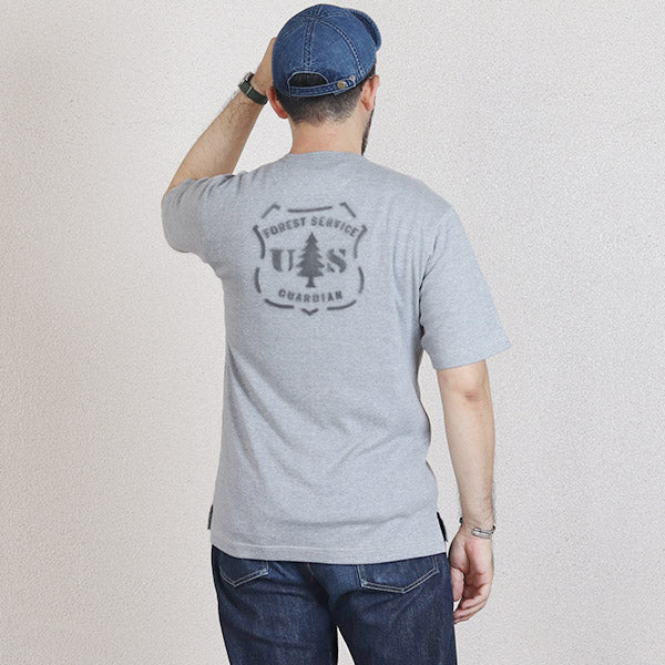 HENLEY NECKED SHORT SLEEVE SHIRT / U.S. FOREST SERVICE / MIX GRAY - Image 2