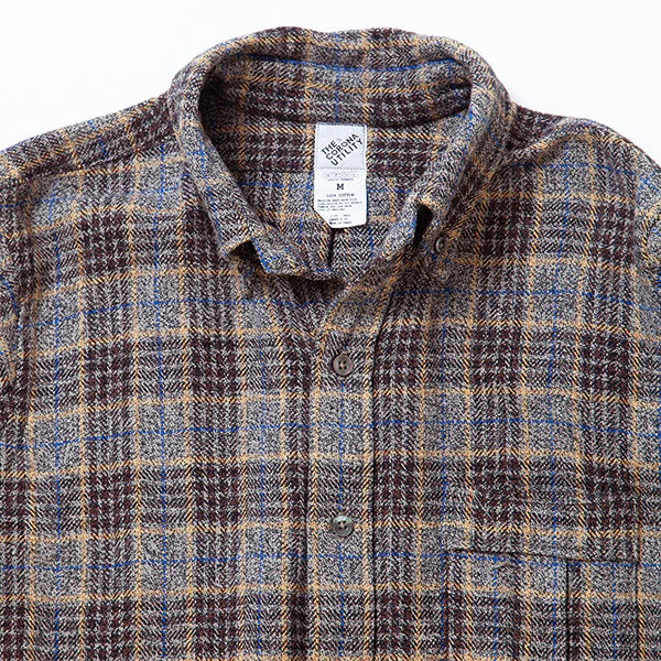 W.C.W SHIRT PULLOVER / CLO-MOR COTTON CHECK/ GRAY × BROWN - Image 4