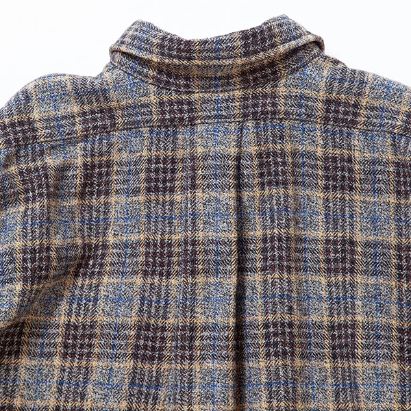 W.C.W SHIRT PULLOVER / CLO-MOR COTTON CHECK/ GRAY × BROWN - Image 5