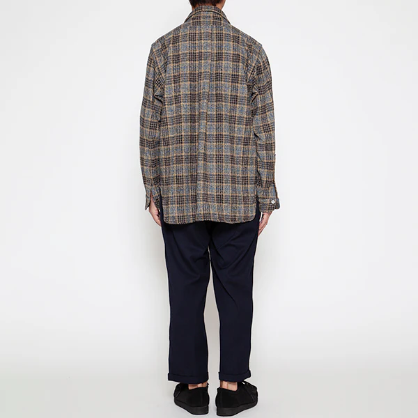 W.C.W SHIRT PULLOVER / CLO-MOR COTTON CHECK/ GRAY × BROWN - Image 9
