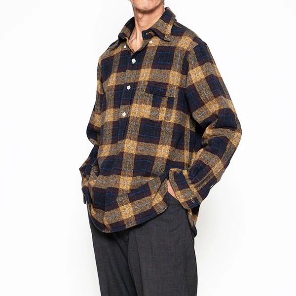 W.C.W SHIRT PULLOVER / COTTON CHECK/ YELLOW × BROWN