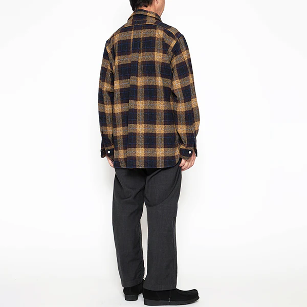 W.C.W SHIRT PULLOVER / COTTON CHECK/ YELLOW × BROWN - Image 5