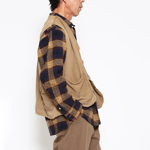 W.C.W SHIRT PULLOVER / COTTON CHECK/ YELLOW × BROWN - Image 6