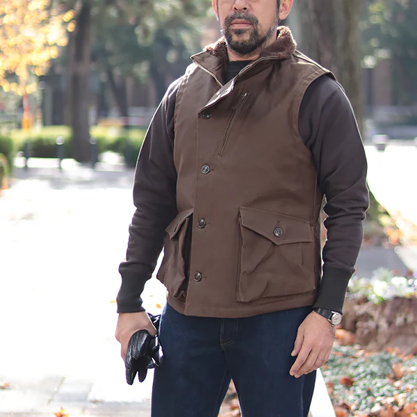 WINTER AVIATORS VEST / PLAIN MODEL / DARK RED BEIGE