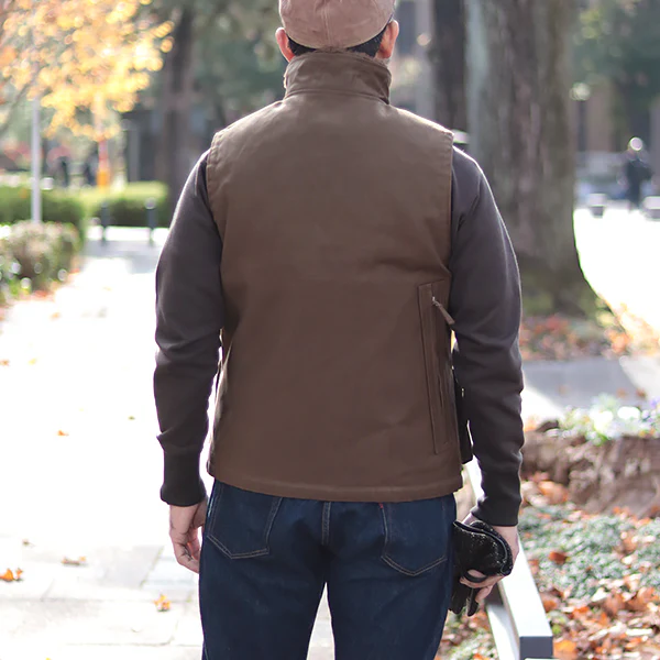 WINTER AVIATORS VEST / PLAIN MODEL / DARK RED BEIGE - Image 3