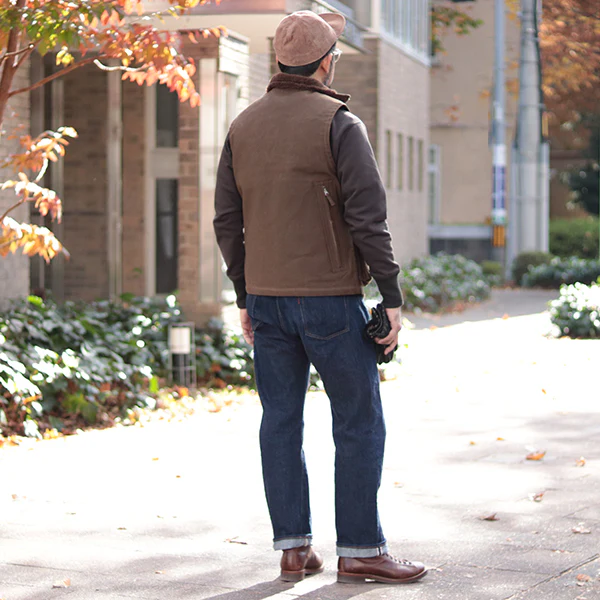 WINTER AVIATORS VEST / PLAIN MODEL / DARK RED BEIGE - Image 5