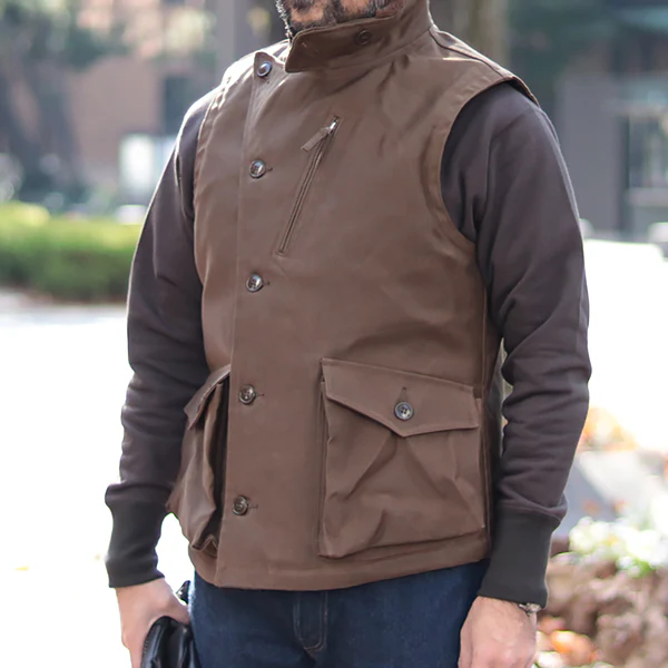 WINTER AVIATORS VEST / PLAIN MODEL / DARK RED BEIGE - Image 6
