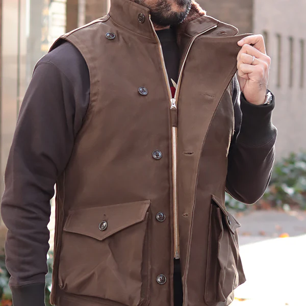 WINTER AVIATORS VEST / PLAIN MODEL / DARK RED BEIGE - Image 7